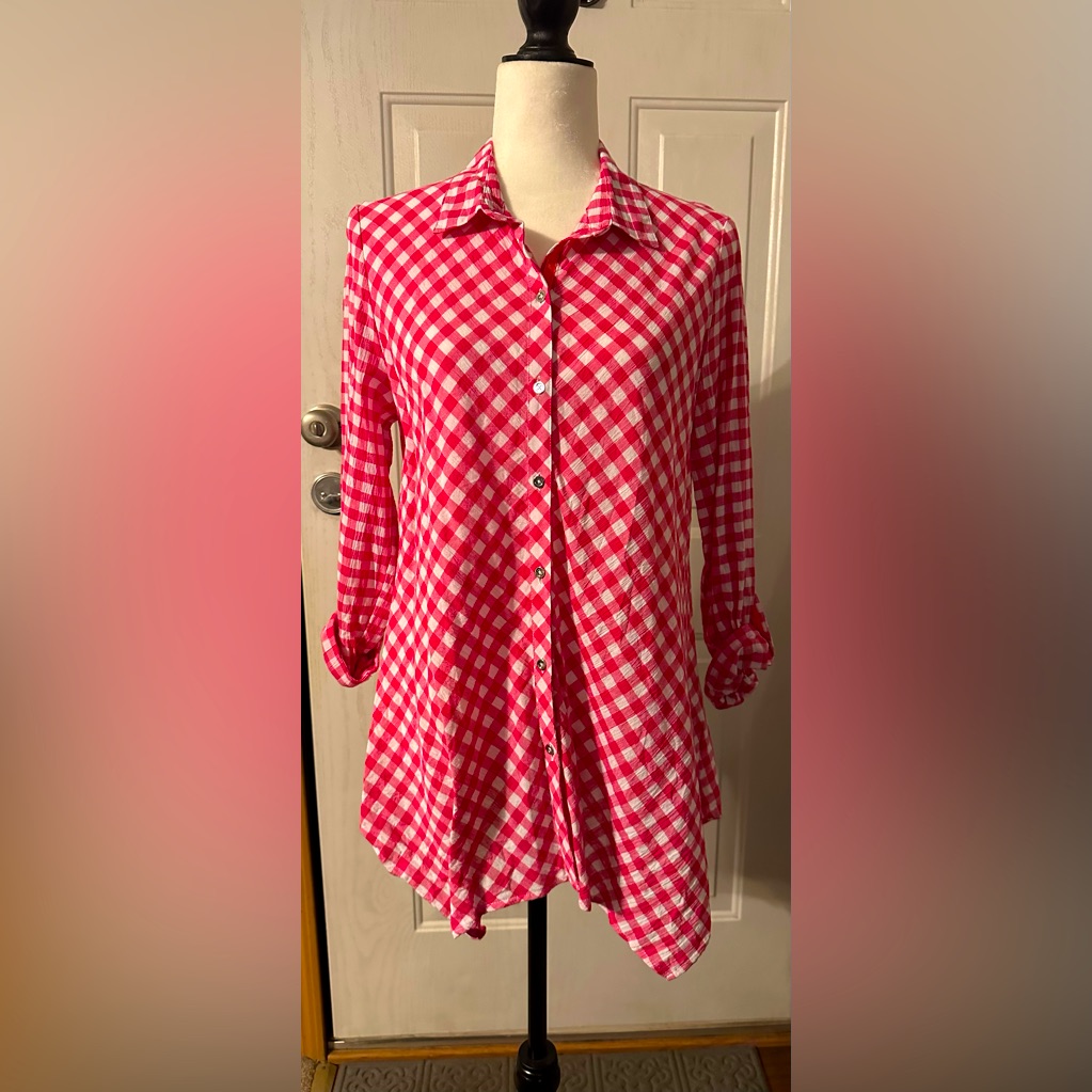 *Final Price* Rafaella Weekend Pink Gingham Tunic Top